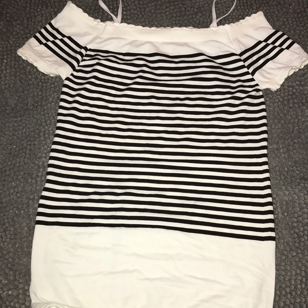 Black and white off the shoulder top